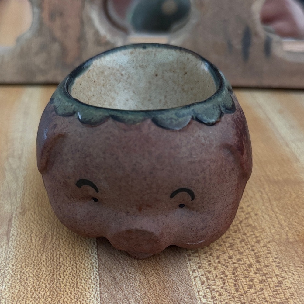 Japan Ceramic Brown Decorative Mini Planter - Pig